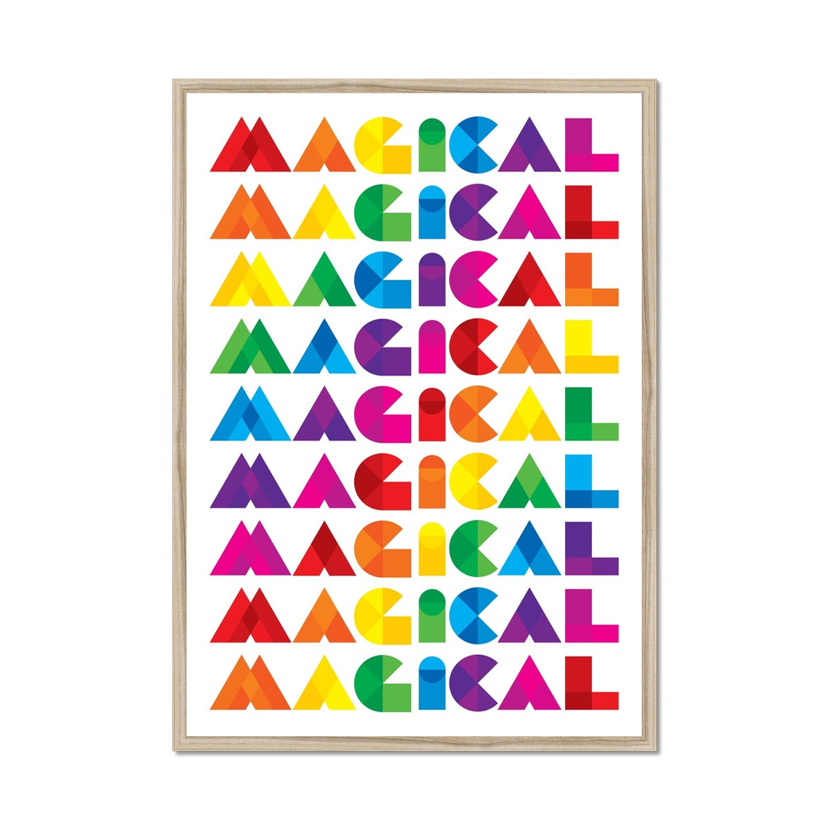 MAGICAL - Geometric Rainbow Typography Print