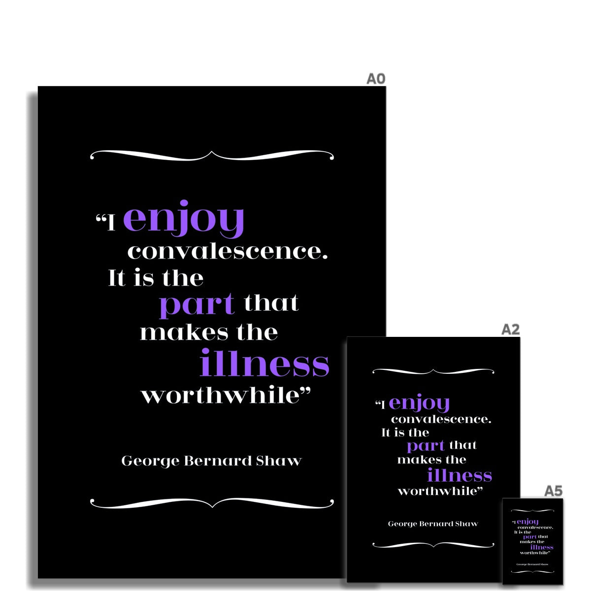 George Bernard Shaw - Convalescence Quote Print Fine Art Print