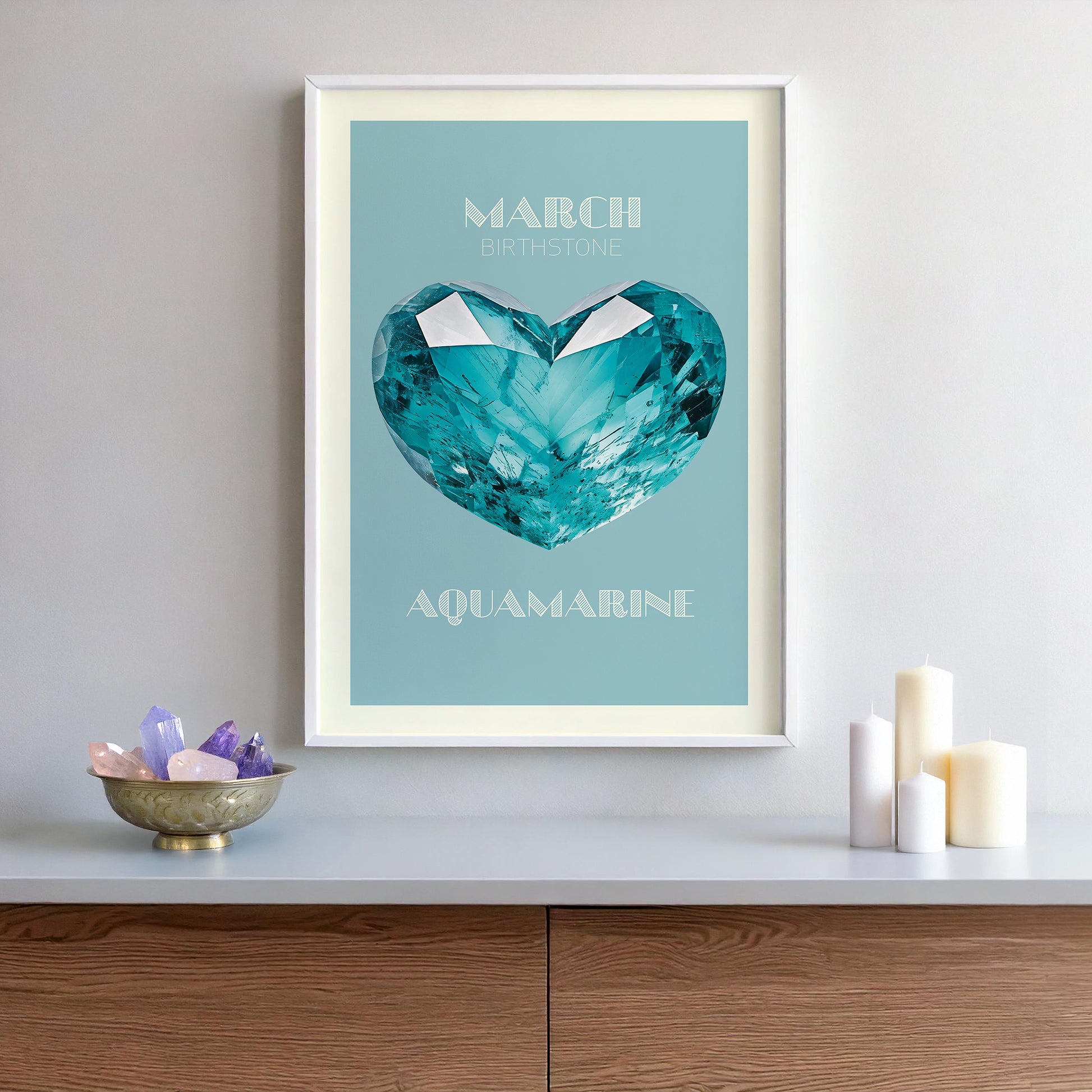 MARCH Birthstone Print - Aquamarine Art Print