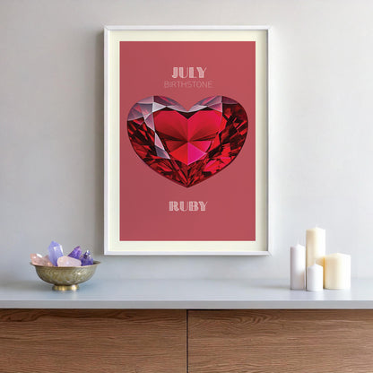 JULY Birthstone Print - Ruby Art Print