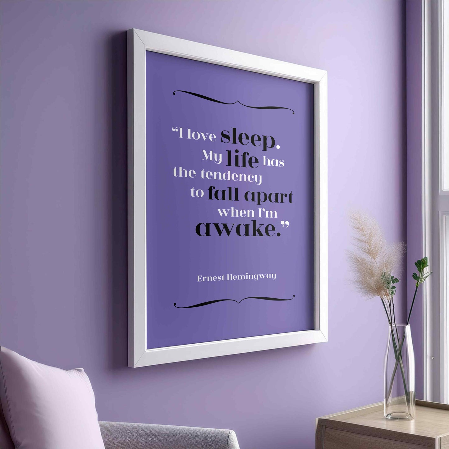 Ernest Hemingway - Sleep Quote Print