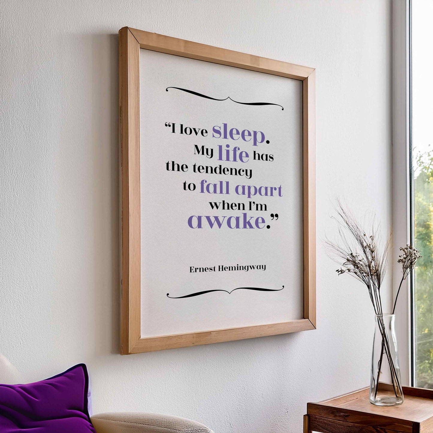 Ernest Hemingway - Sleep Quote Print