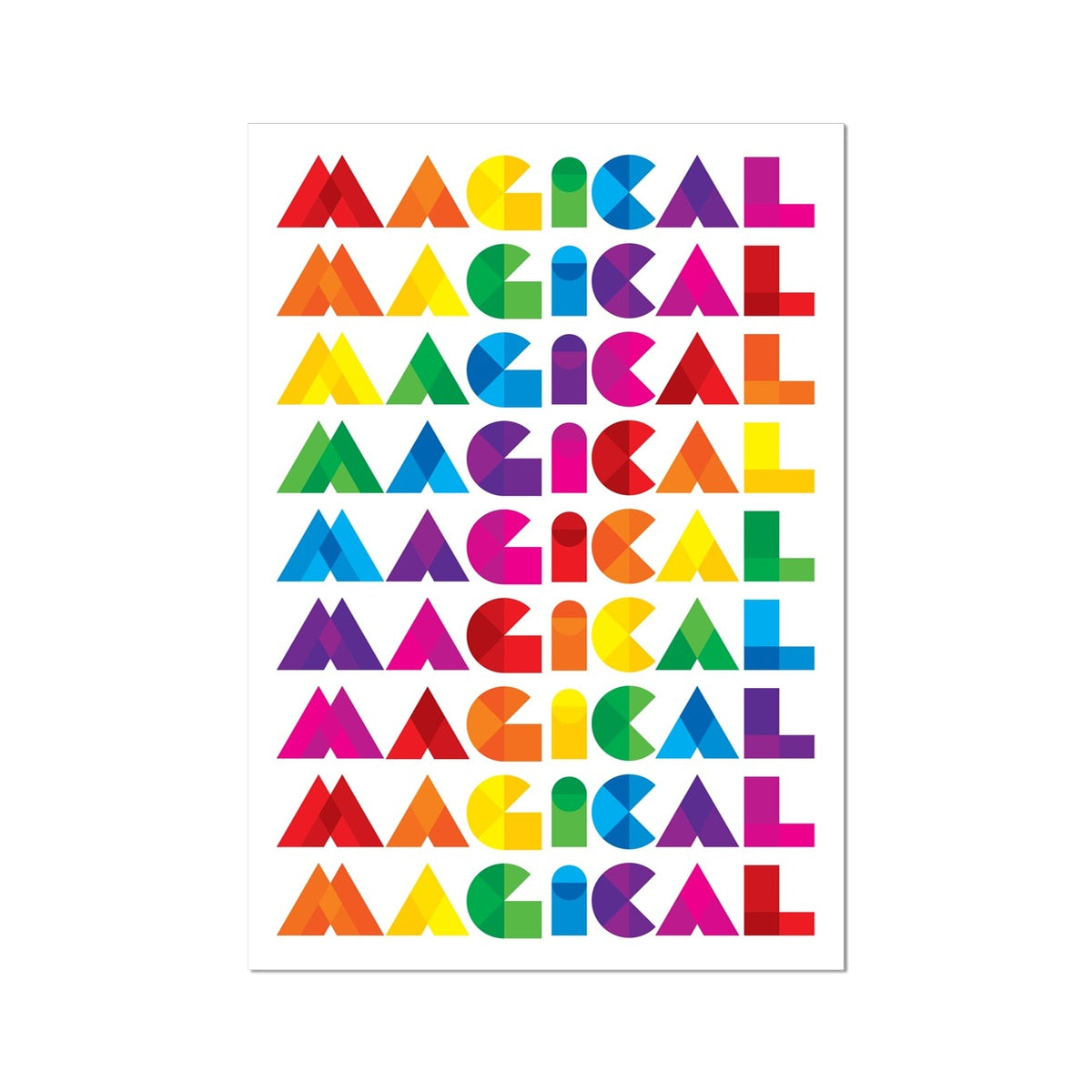 MAGICAL - Geometric Rainbow Typography Print