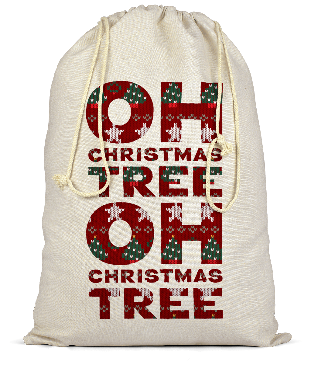 Premium Cotton Christmas Sack - Oh Christmas Tree Xmas Knitwear Pattern